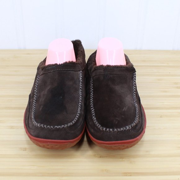 LL BEAN Brown Suede Slide On Open Heel Mountain Slipper Scuffs Size 12 M - Picture 5 of 9